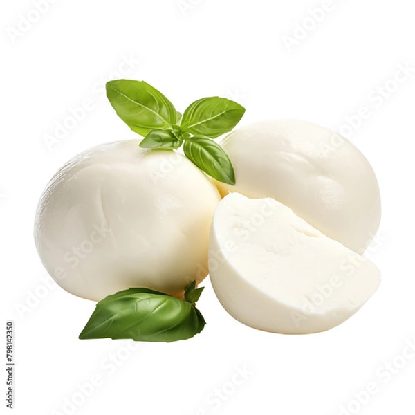Fototapeta Mozzarella cheese isolated on transparent or white background, png