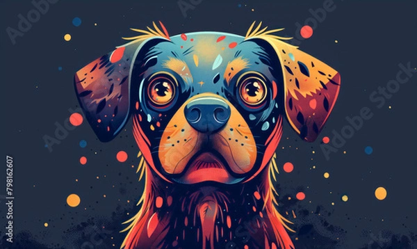 Fototapeta abstract illustration of a dog in childish style, logo for t-shirt print --ar 5:3 --stylize 250 Job ID: 408075e4-5000-46f2-9b4b-18dee523e7df