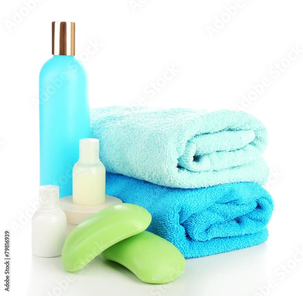 Fototapeta Still life with terry towels isolated on white