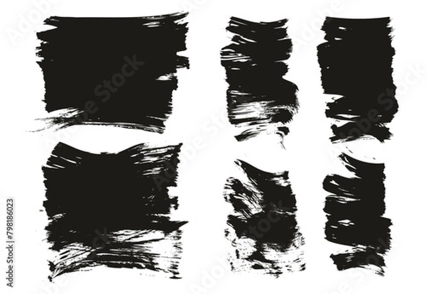 Obraz Hand Drawn Flat Fan Brush Thick Long & Short Background Mix High Detail Abstract Vector Background Mix Set 
