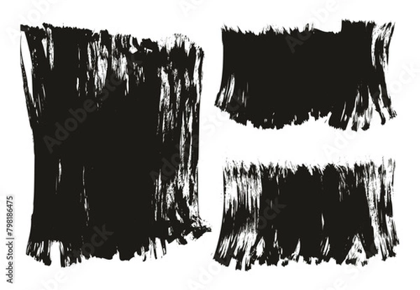 Fototapeta Hand Drawn Flat Fan Brush Thick Long & Short Background Mix High Detail Abstract Vector Background Mix Set 