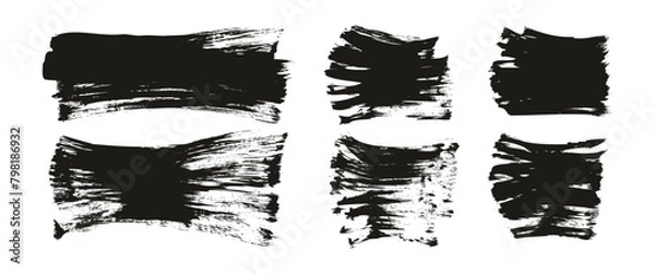 Fototapeta Hand Drawn Flat Fan Brush Thick Long & Short Background Mix High Detail Abstract Vector Background Mix Set 