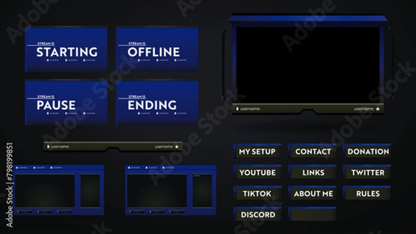 Fototapeta Blue Stream Pack Panels Overlay Design
