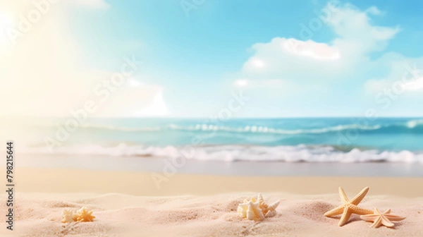 Obraz Beautiful summer background with sandy beach and waves