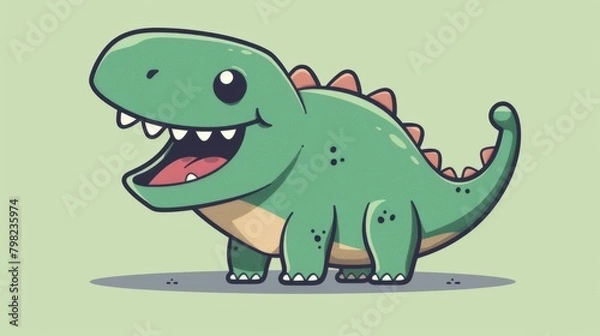 Fototapeta A cartoon dinosaur with a big smile on its face, AI