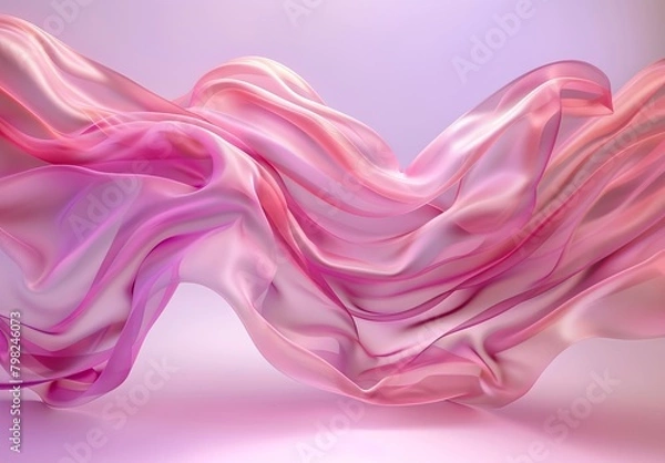 Fototapeta Soft luxury mockup featuring flowing cloth background for product presentation, with 3D render and ample copy space. Ideal for event jewellery advertisements.