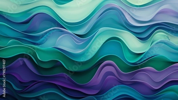 Fototapeta Abstract wavy pattern in cool hues