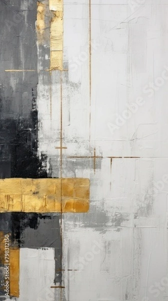 Fototapeta Minimal simple grey and gold wall art abstract.