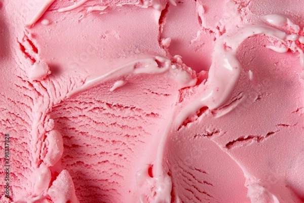Fototapeta Strawberry flavor gelato - full frame background banner detail. Close up of a surface texture of strawberry Ice cream