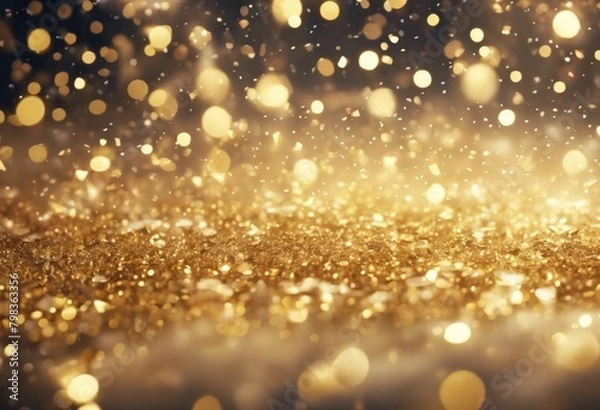 Fototapeta 'confetti gold sparkles bokeh Abstract background glistering sparkle light shiny glow bright decoration festive blurred holiday texture shimmer celebration design pattern'