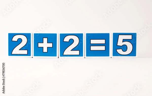 Fototapeta 2 PLUS 2 Equals 5 Child's Building Block