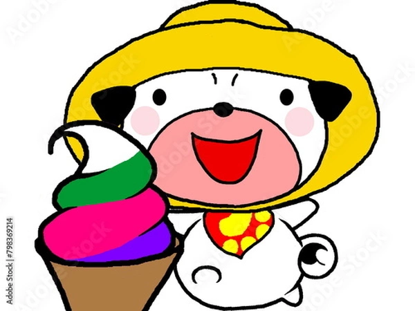 Obraz パグとソフトクリーム