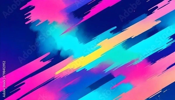 Fototapeta Vaporwave Artwork Illustration Digital Painting Abstact Minimalistic Neon Graphic Background Design