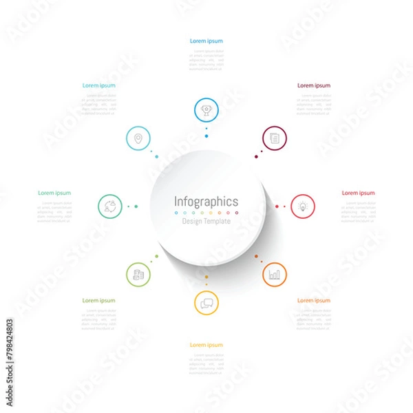 Fototapeta Infographic 8 options design elements for your business data. Vector Illustration.