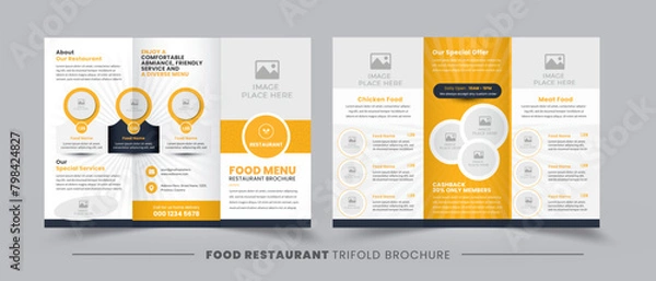 Fototapeta Food Trifold Brochure | Vintage Fast Food Menu Brochure | Dessert Menu Brochure Layout | Business Advertisement Print Ready Editable Template