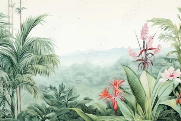 Fototapeta Wildflowers plant tree land.