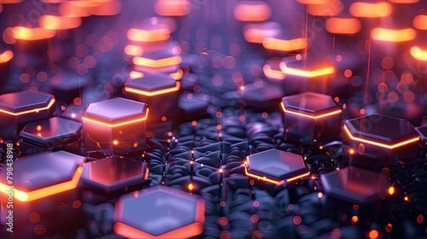 Fototapeta A close up of a purple background with many orange cubes