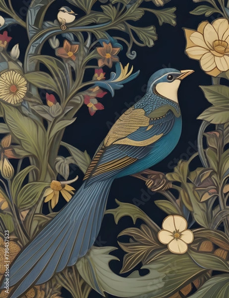 Fototapeta Beautiful deco birds art design background