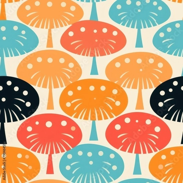 Fototapeta Mushroom pattern backgrounds repetition.