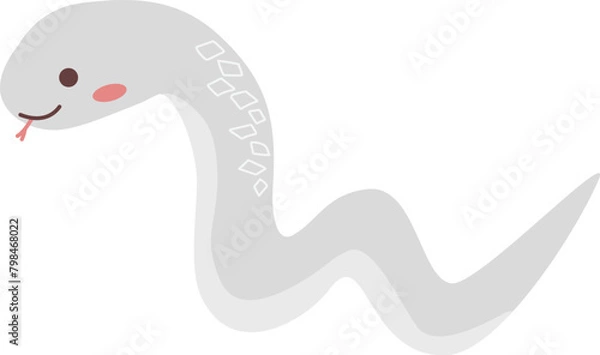 Obraz おしゃれな白い蛇のイラスト