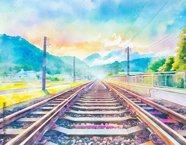 Obraz railroad track illustration