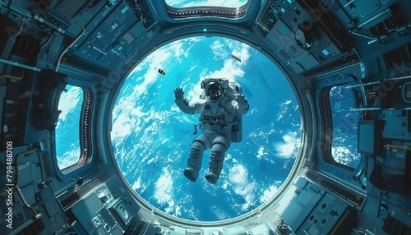 Fototapeta Zero Gravity Manufacturing, Showcase futuristic manufacturing processes that utilize zero gravity to produce high-quality goods3