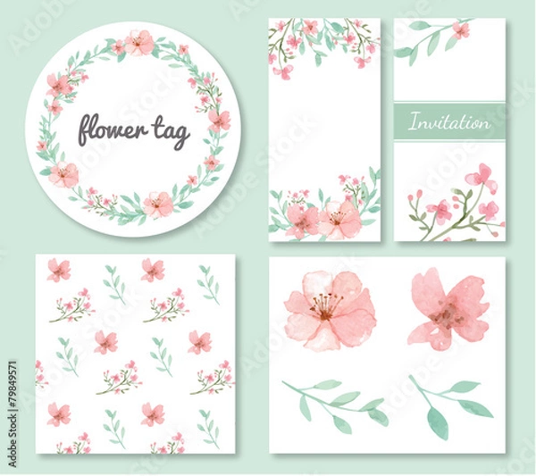 Obraz Flowers and leaves design set