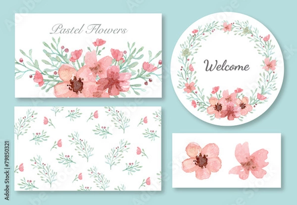 Obraz Flowers and leaves design set