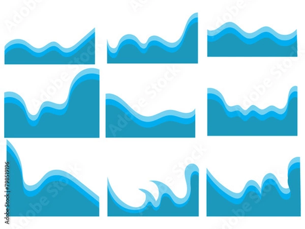 Obraz Separator shape for website set. Curve lines frame and corner, border for top page isolated on white. EPS 10.