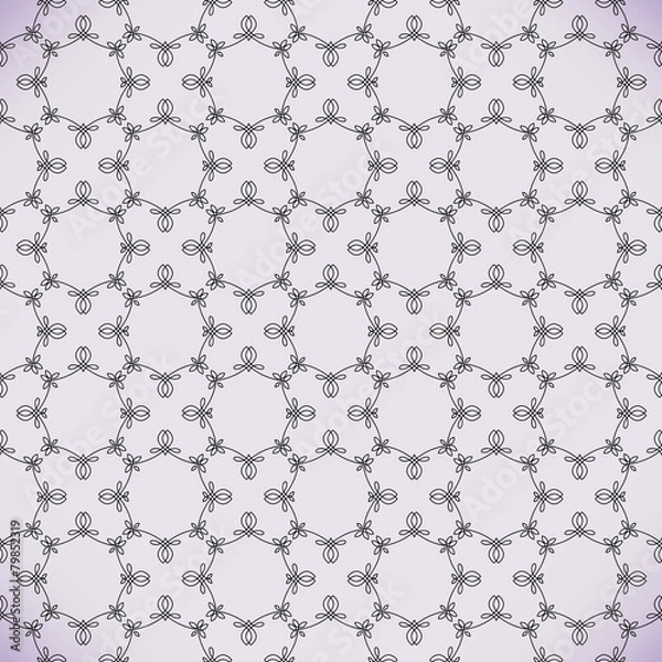 Fototapeta Vector floral line style background, seamless monogram