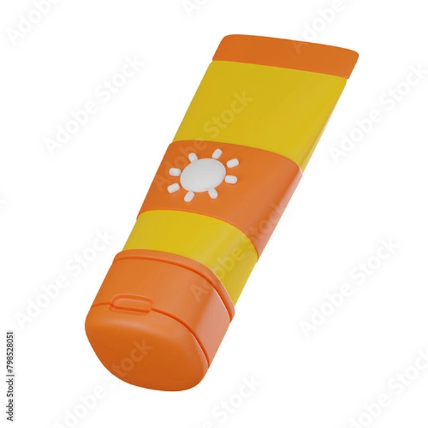 Fototapeta Sun Protection Essentials, Sun Screen Icon for Skincare. 3D Render