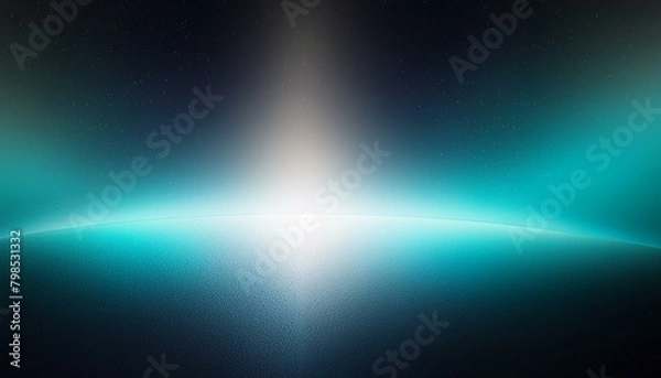 Fototapeta Glowing Horizon: Blurred Abstract Gradient in White, Teal Blue, and Black
