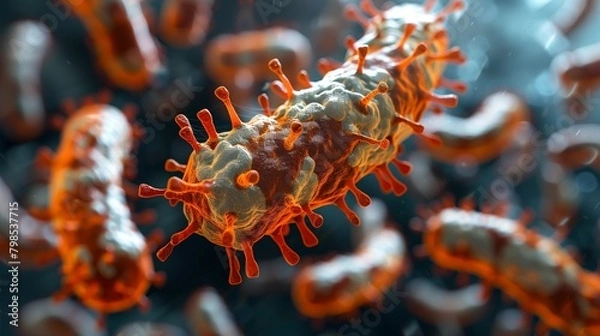 Fototapeta Vivid Microscopic View of Bacteria