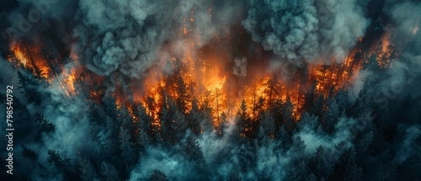 Fototapeta The forest is on fire