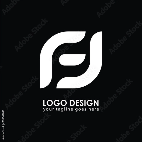 Fototapeta FJ FU Logo Design, Creative Minimal Letter FU FJ Monogram