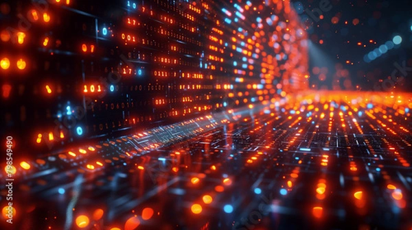 Obraz Abstract Digital Background with Binary Code and AI Algorithms