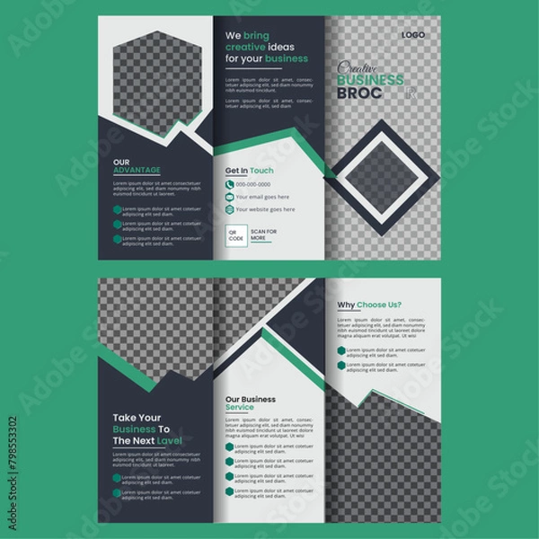 Obraz Vector corporate trifold brochure layout design.