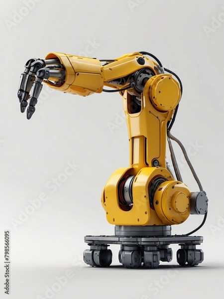 Fototapeta Yellow Precision, Unveiling the Robotic Arm's Future