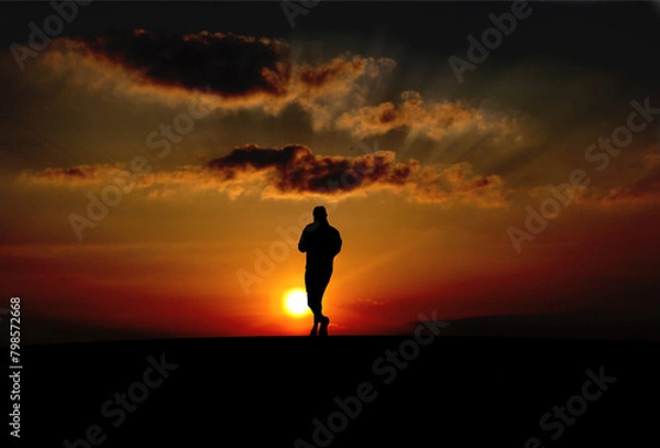 Obraz Running at Sunset.
