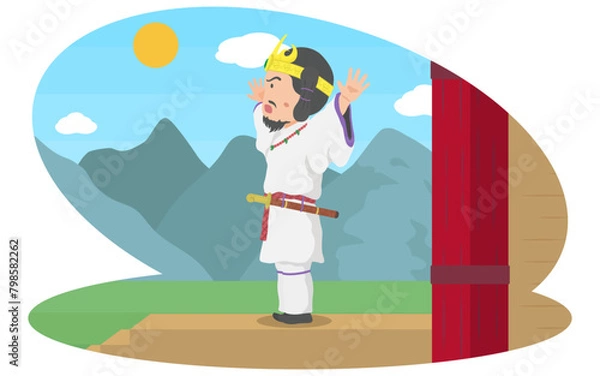 Obraz 両手を広げる古墳時代の大王
