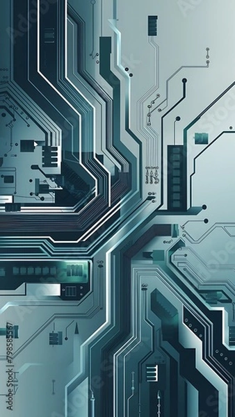 Fototapeta Illustrate a high-tech vector background with intricate circuitry patterns