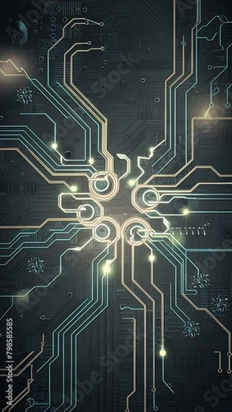 Fototapeta Illustrate a high-tech vector background with intricate circuitry patterns