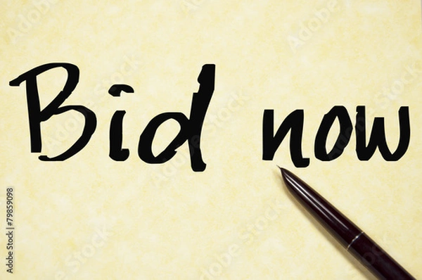 Obraz bid now text write on paper