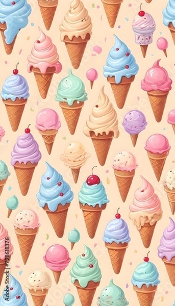 Obraz ice cream seamless pattern