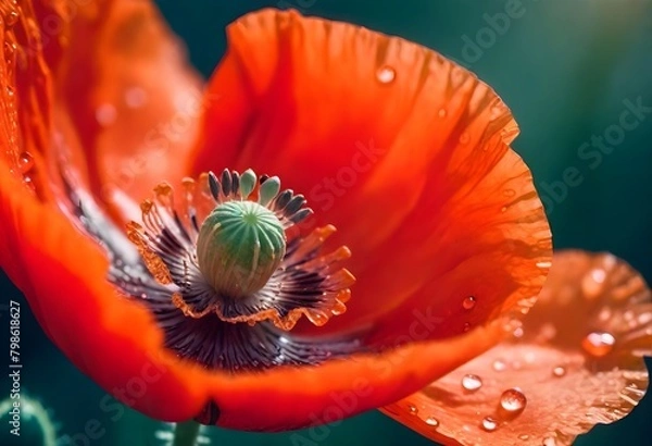 Obraz red poppy flower macro