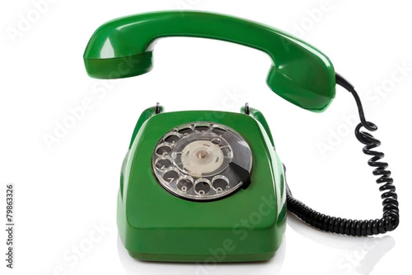 Obraz Zielony telefon w stylu retro