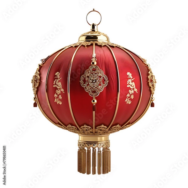 Fototapeta 3d chinese new year lantern on isolated transparent background