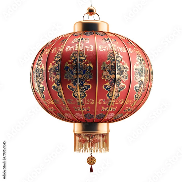 Fototapeta 3d chinese new year lantern on isolated transparent background