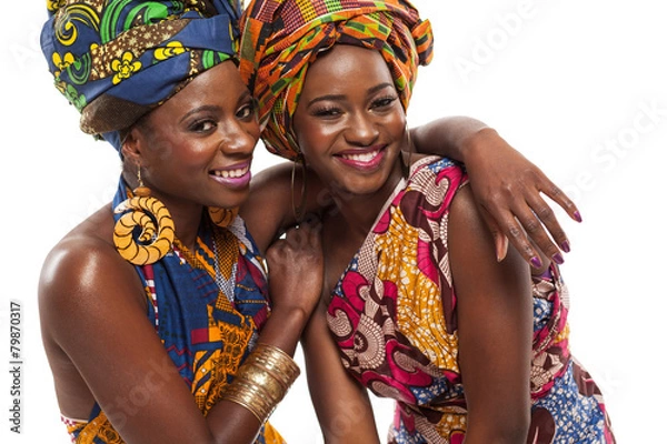 Obraz African female models posing in dresses.