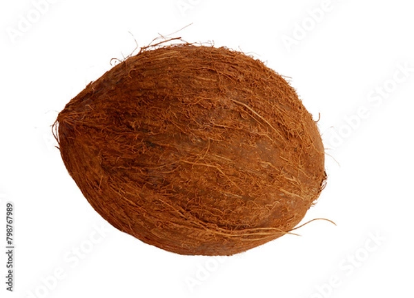 Obraz Peeled coconut isolated on transparent layered background.
